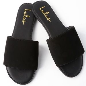 Lulu’s Addison Black Nubuck Slide Sandals